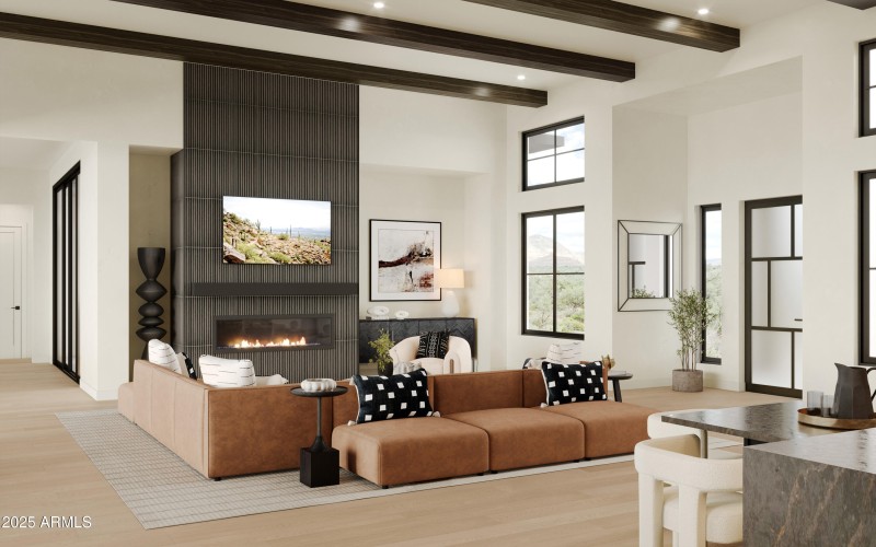 Rendering Great Room W Wall Fireplace