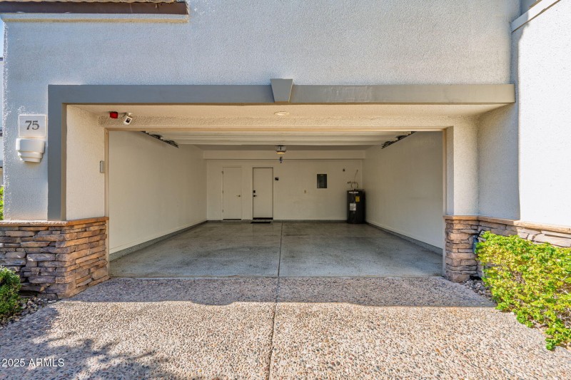 Two car garage with storage closet