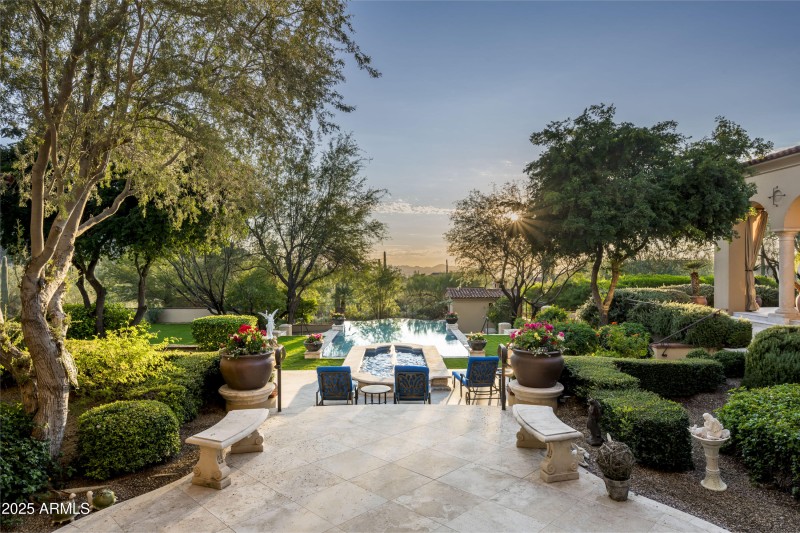 Backyard with city views