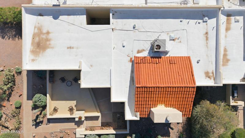 Drone view looking down on home