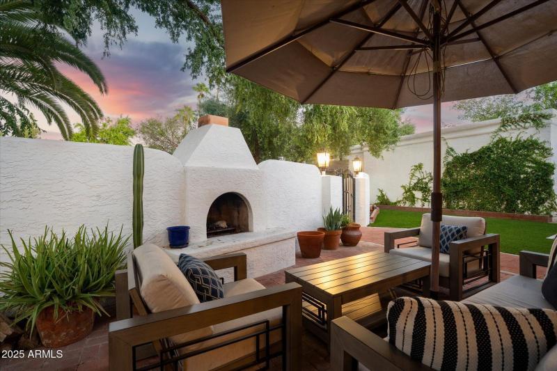 Front courtyard fireplace