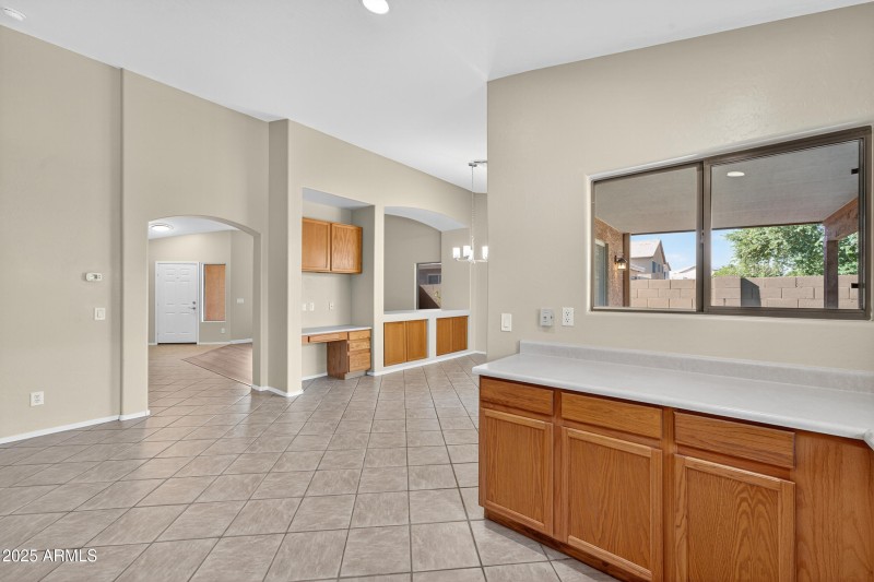 Kitchen flows into dining