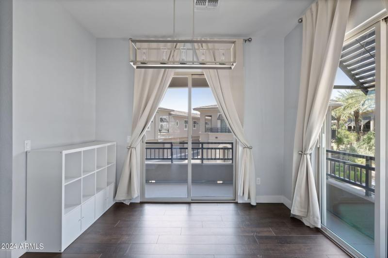 Dining area with two balconies