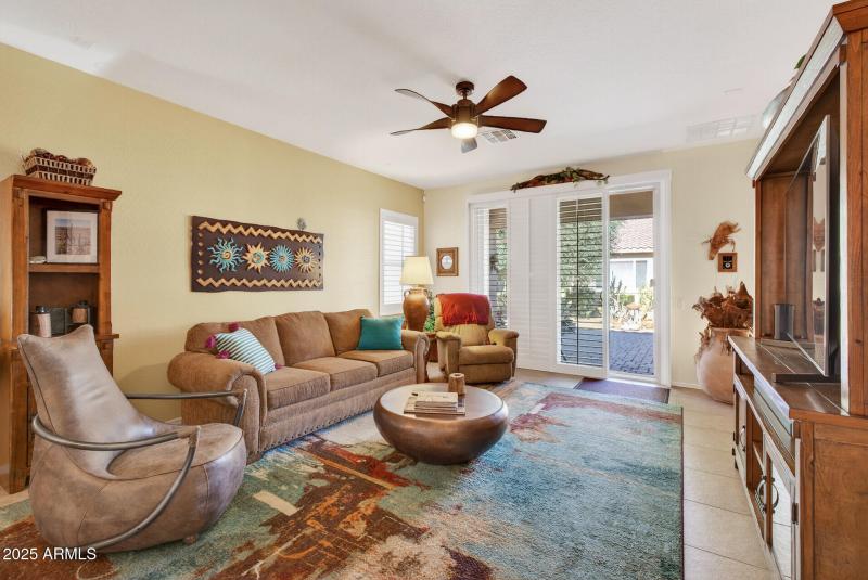 Ceiling fans and plantation shutters