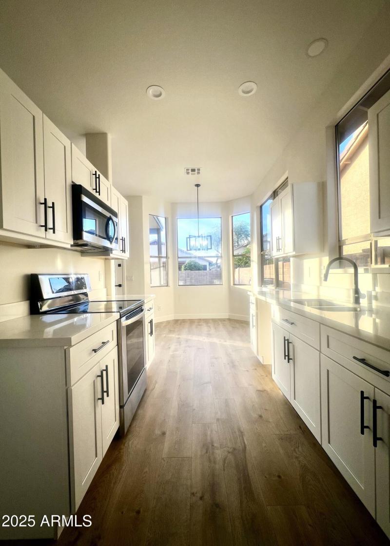 from kitchen facing bay window