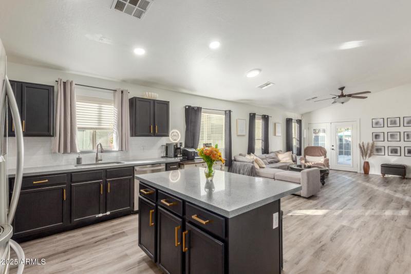 Kitchen is open to living room