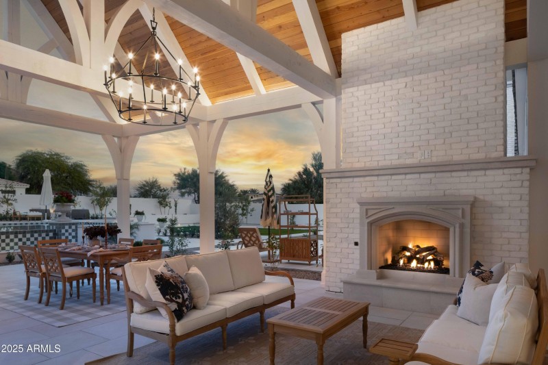 Ramada with limestone fireplace