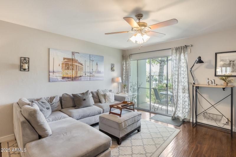living room - couch and patio door