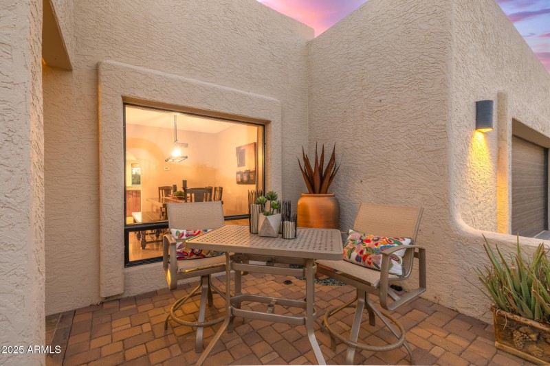 Dining for two in the front courtyard