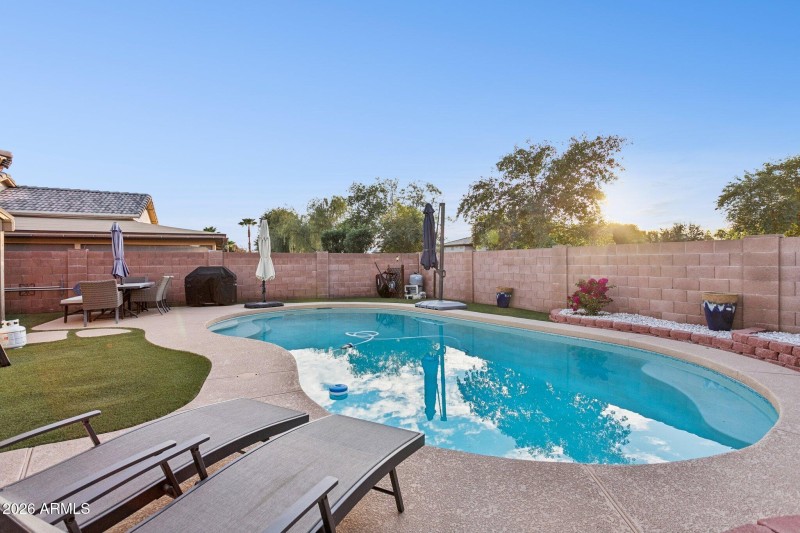 Sunset over the pool