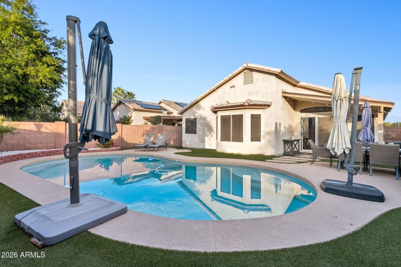 Sparkling pool and beautiful turf