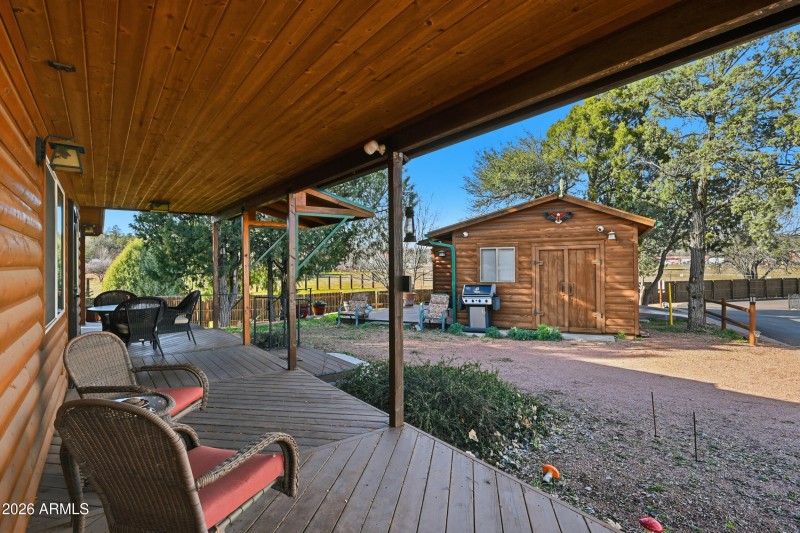 Porch and garage view