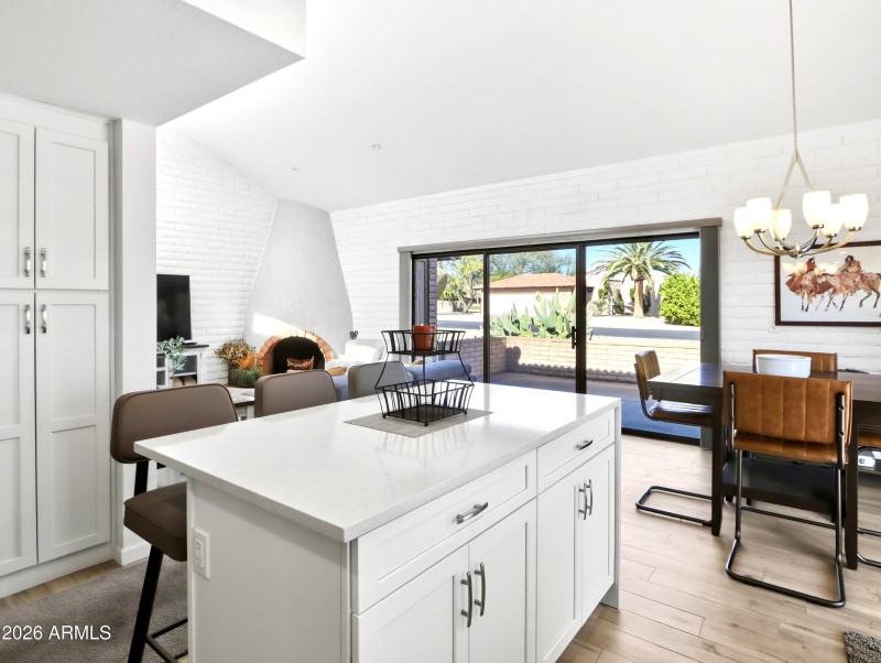 Island with stools