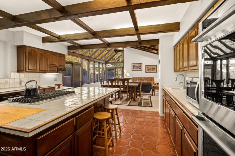 KITCHEN WITH SATILLO TILE FLOORS