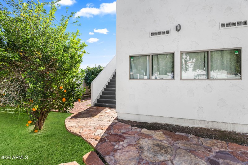 Backyard + Stairs to Rooftop Deck