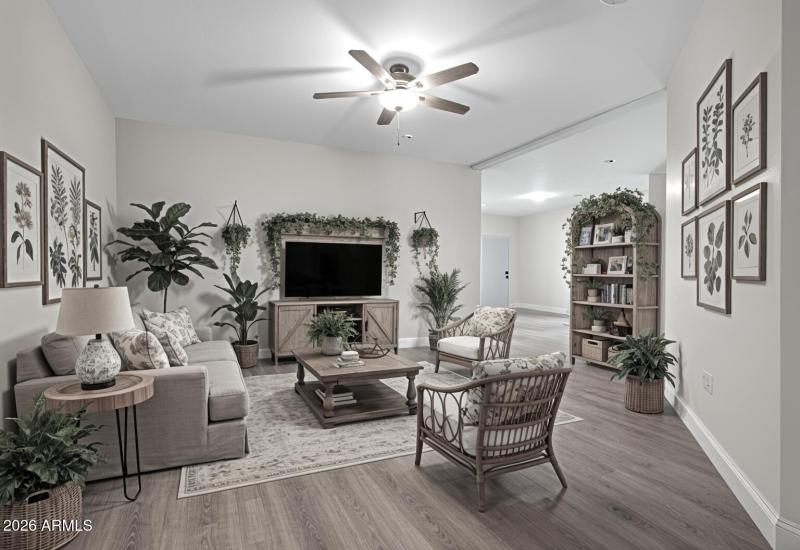 Virtually Staged Downstairs Living Room