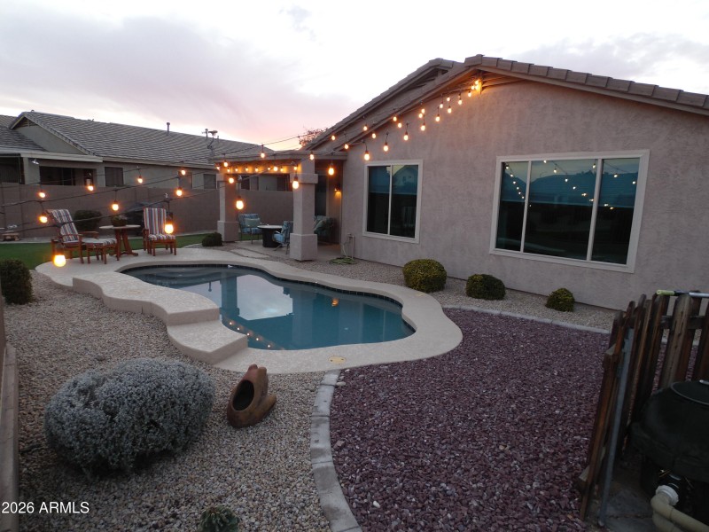 pool at dusk