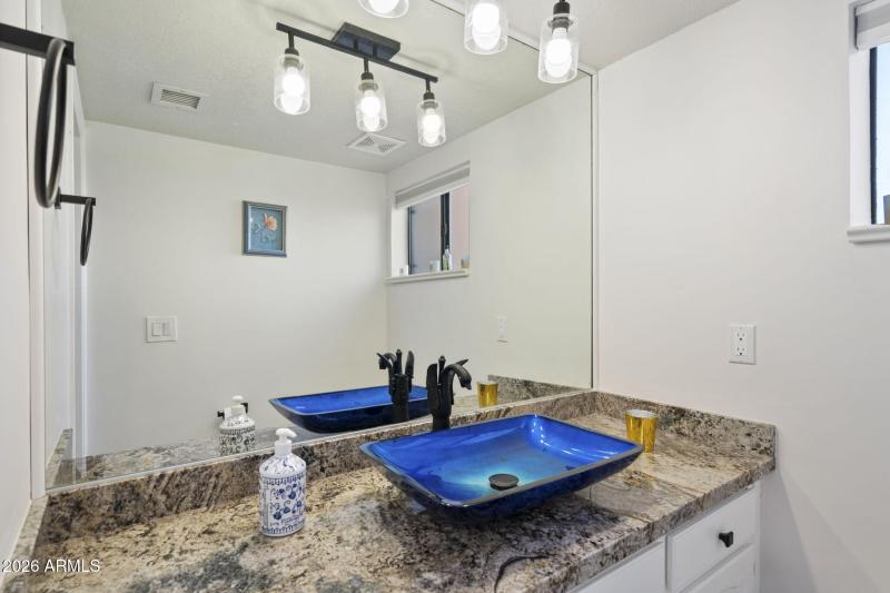 Half Bath w Granite Vanity & Vessel Sink