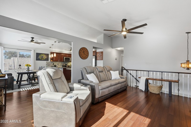 View from family room to kitchen