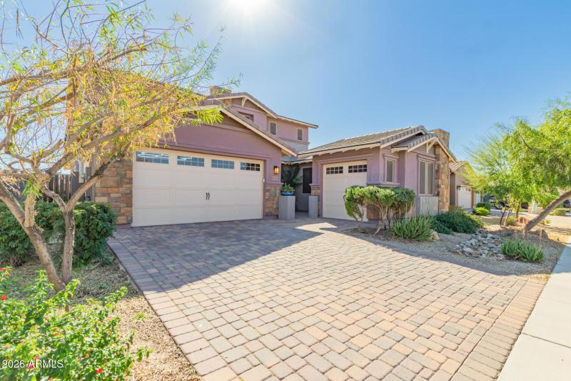 Front Exterior Stone Pavers Driveway
