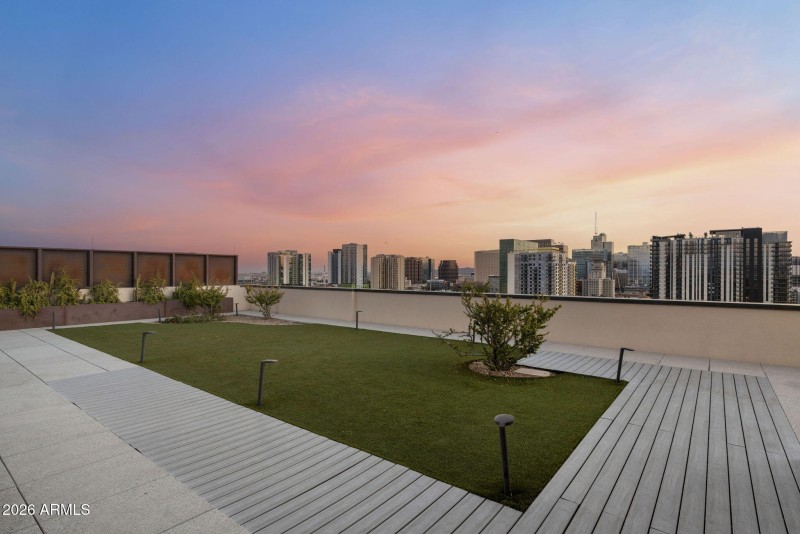 Rooftop Lawn with Skyline Views