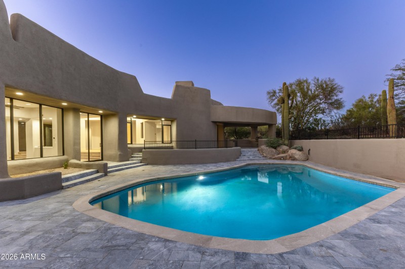 Twilight View Backyard Pool