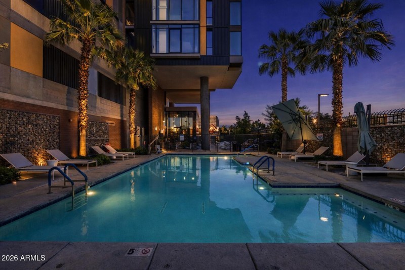 Resort-Style Pool at Dusk