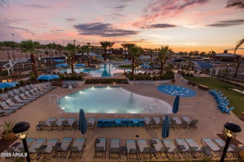 Heritage pool at sunset