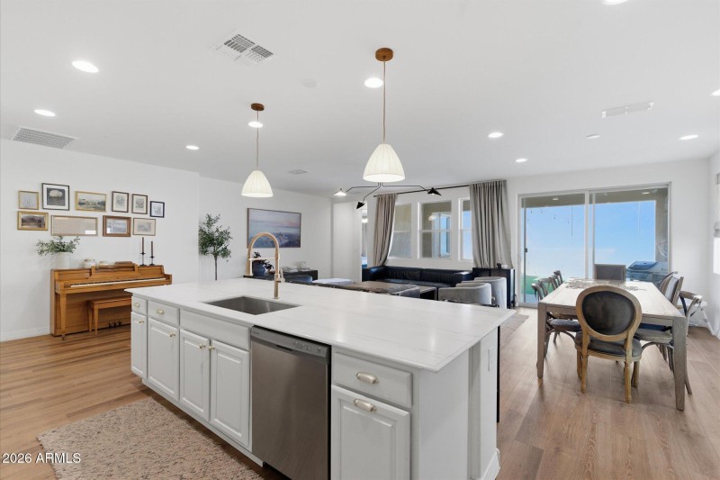 Kitchen & LR w Outdoor Views