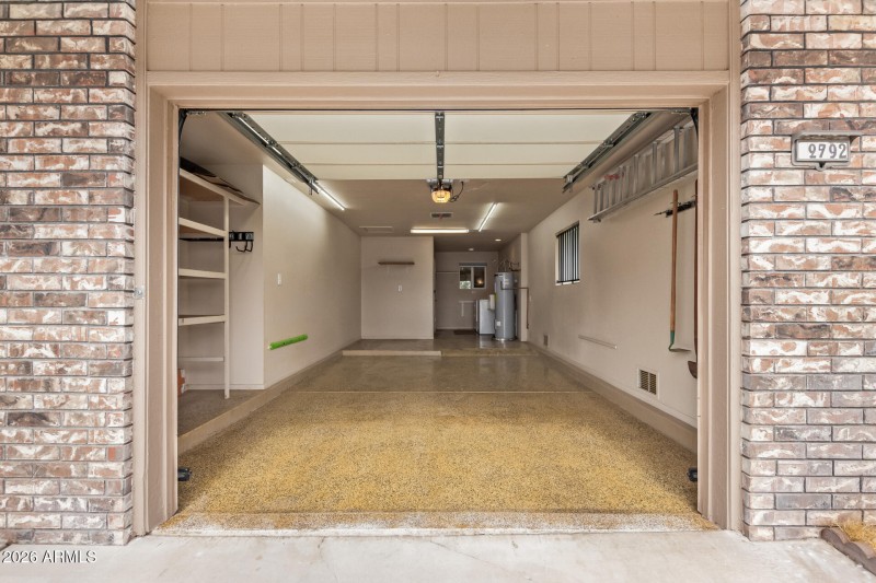 Garage with Epoxy Flooring and storage