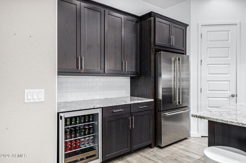 Custom Backsplash & Beverage Fridge