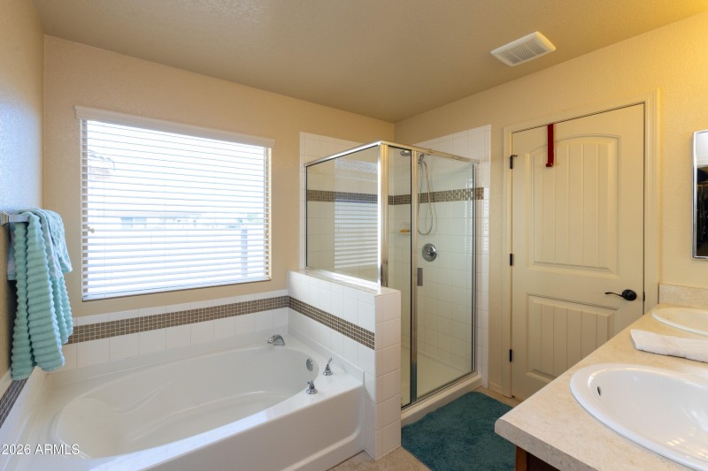 Separate shower and tub