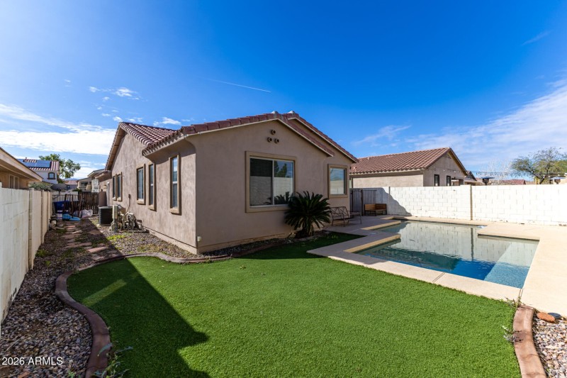 Back yard and pool