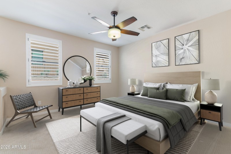 Primary Bedroom staged