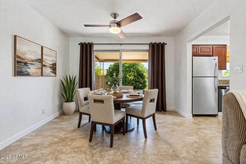 Staged dining space
