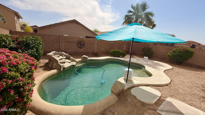 Pool with waterfall