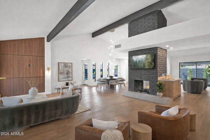 Modern living room with cozy accents