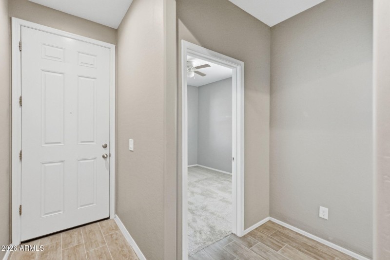 Front door and Front Bedroom/Bathroom