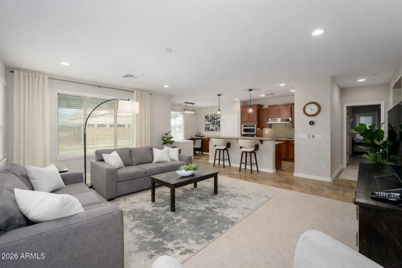 Modern open-concept living and kitchen