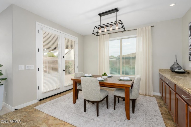 Modern dining with natural light