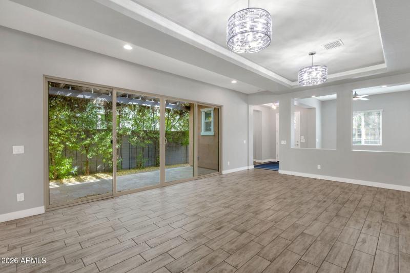 Private side patio and living room