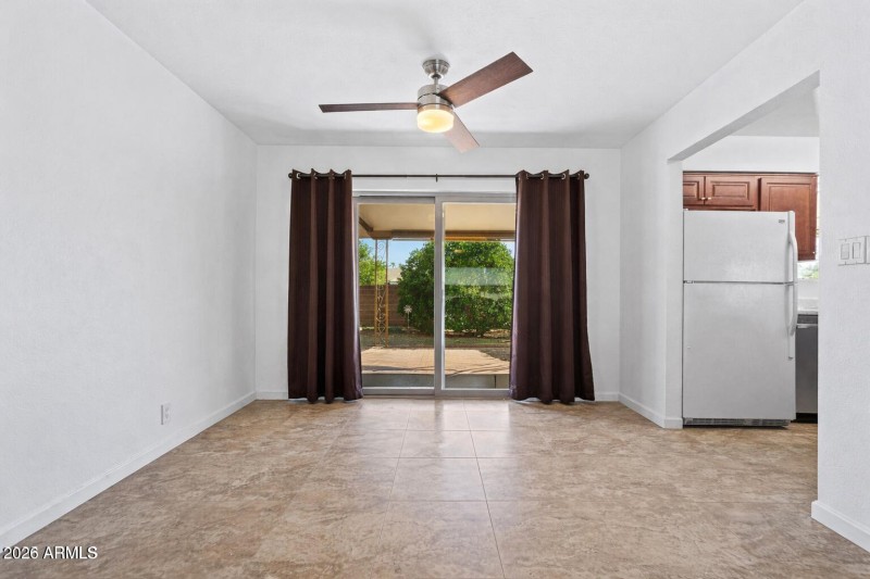 Dining area with patio view