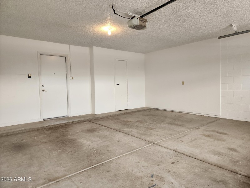 Garage has water heater room