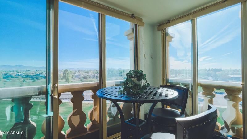Balcony with golf course view