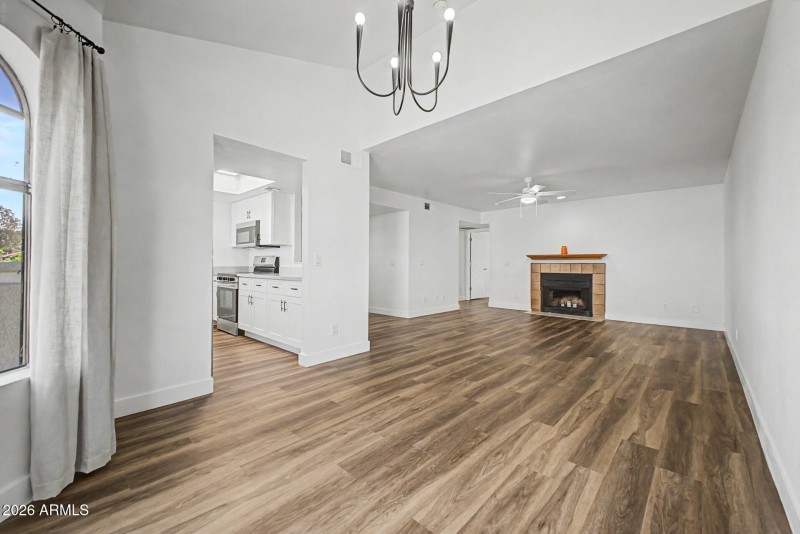 Fireplace in living area