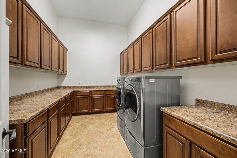 spacious and well-appointed laundry room