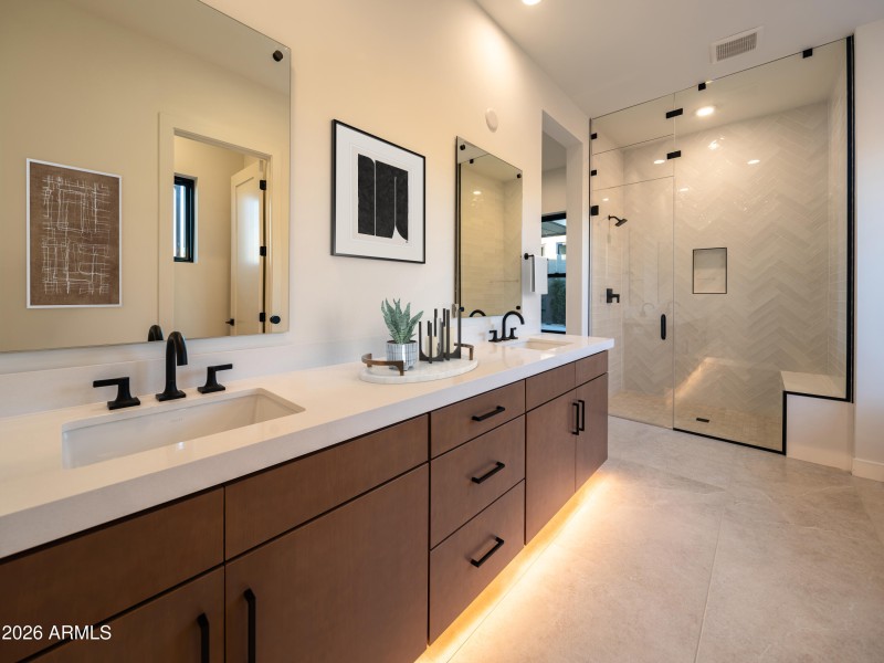 Virtually staged primary bathroom