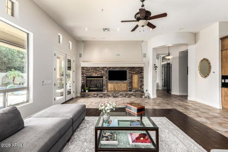 Family Room with double door to the pati