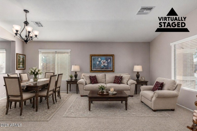 Virtually Staged Front Living/Dining