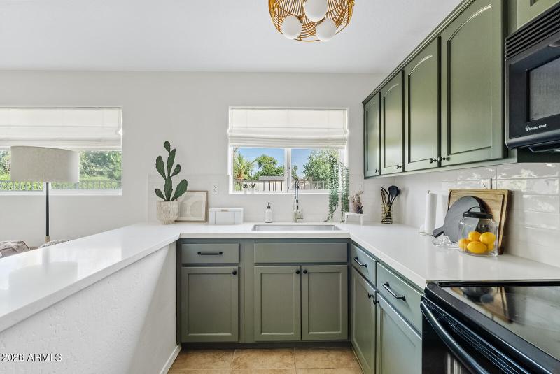 Kitchen looking towards window